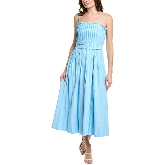 Taylor womens Linen-Blend Midi Dress, 8, Blue