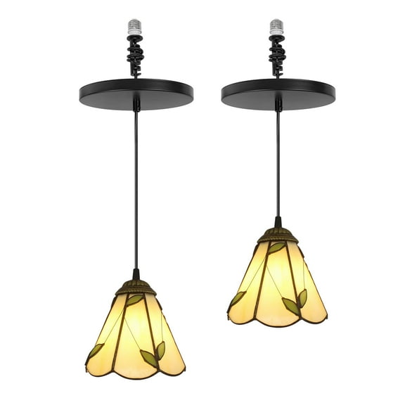 Kiven Instant Light Conversion Kit for 4/5/6inch Hole,Tiffany Style Lighting Recessed Can Light Conversion Kit to Pendant with E26 Screw-in Adapter for Kitchen Living, Set of 2 TB0297
