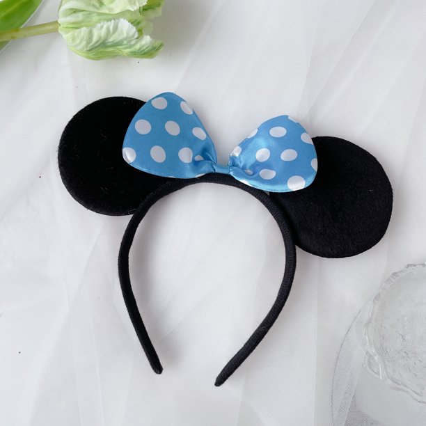 Diadema con orejas de Mickey Mouse de Disney para mujer, para el pelo Diadema con lazo para fiesta de parque de atracciones, diadema para Cosplay, diadema para niña, juguete para cumpleaños