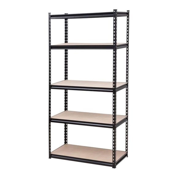 King’s Rack 5-Tier Metal Boltless Storage Shelving in Black & Wooden