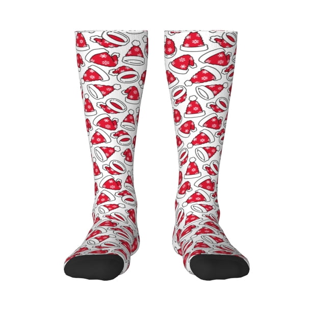 Balery Christmas Hat Calcetines novedosos Calcetines deportivos Calcetines hasta la rodilla Calcetines de algodón Calcetines originales y geniales