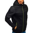thumbnail image 3 of hirigin Men Hooded Jacket Long Sleeve Patchwork Zipper Closure Fall Outwear with Pockets, 3 of 5