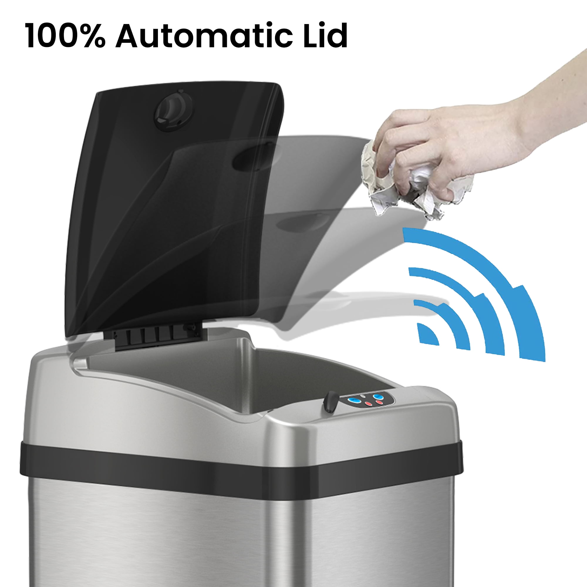 iTouchless IT13RX 13 Gallon Touchless Kitchen Garbage Trash Can, Stainless Steel