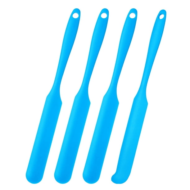 Juego de 4 espátulas de silicona, espátula resistente al calor para mermeladas en frascos, botellas, herramientas de cocina y repostería (azul)