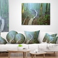 thumbnail image 4 of Designart Stairway Leading to Foggy Forest - Landscape Photography Throw Pillow - 16x16, 4 of 5
