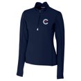 thumbnail image 2 of Women's Cutter & Buck Navy Chicago Cubs City Connect Traverse Stretch Quarter-Zip Pullover Top, 2 of 3