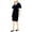 Navy, variant on MAISON JULES Womens Black Ruffled Velvet Short Sleeve V Neck Knee Length Wear To Work Wrap Dress S