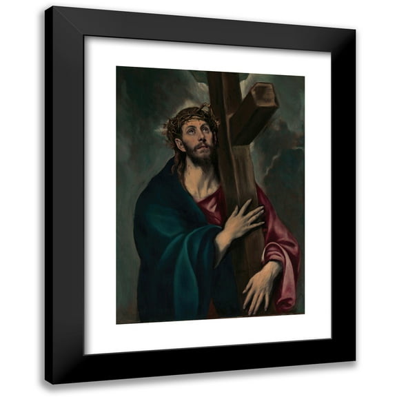 El Greco (Domenikos Theotokopoulos) 11x14 Black Modern Framed Museum Art Print Titled - Christ Carrying the Cross (ca. 1577-87)