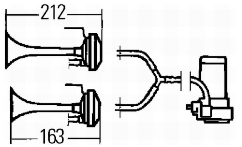 HELLA 003001661 Horn Kit Air 2-Trumpet 24V