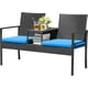 thumbnail image 1 of WLXIANG Patio Conversation Sets Outdoor Loveseat with Built-in Table & Cushions Wicker Patio Furniture Porch Chairs Bench for Lawn, Backyard, Balcony (Blue), 1 of 8