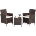 thumbnail image 1 of unbranded 3 Pieces Patio Rattan Furniture Set, Outdoor Wicker Cushioned Sofa with Tempered Glass Tabletop, Rattan Conversation Set for Porch Yard Balcony Backyard Pool, White, 1 of 9