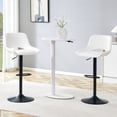 thumbnail image 4 of StnTalk Set of 2 Height Adjustable Swivel Barstools with Back, White PU Leather Counter Height Chairs, Modern Kitchen Island Chairs for Home Bar, 4 of 7