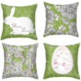 thumbnail image 1 of 4 piezas de funda de cojín con estampado de conejito de Pascua, funda de almohada para sofá, fundas de almohada para decoración del hogar de 45 x 45 cm, verde y blanco, 1 of 5