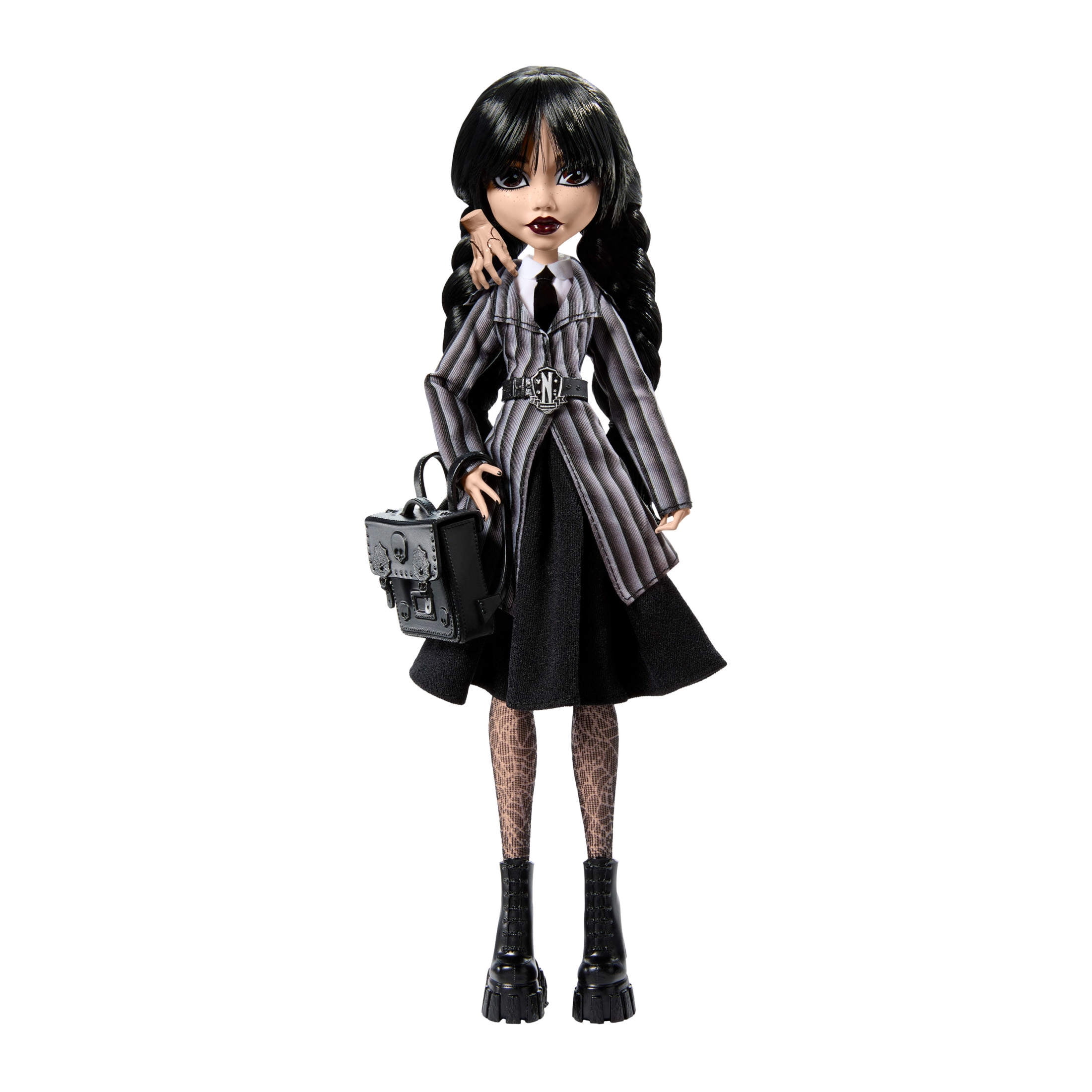 Monster High Wednesday Collectible Doll, Wednesday Addams in Nevermore Academy Uniform with Thing  (图2)