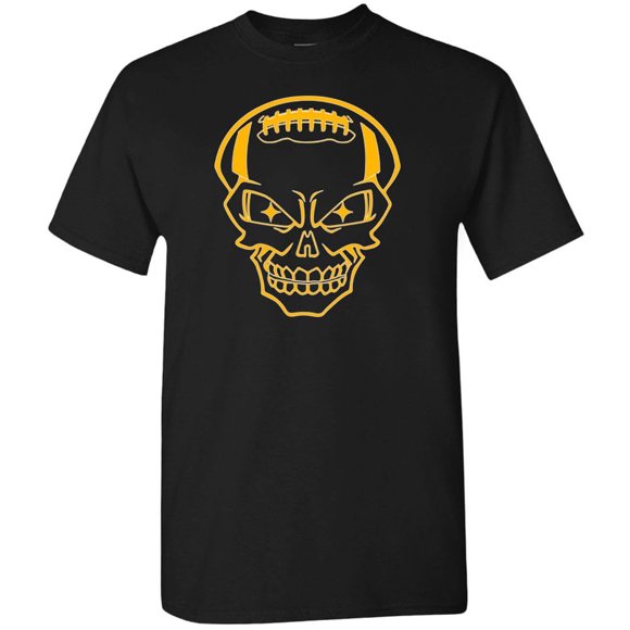 Xtreme Apparrel Pittsburgh Steel Skull T-Shirt pour Hommes Fans de Football (Chemise Noire, P)