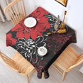 thumbnail image 2 of Red and Black Pioneer Flower Pattern Square Tablecloth,Waterproof Square Table Cover,Wipeable Spillproof Washable Table Cover for Home Kitchen Party Decor 52"x52"(132x132cm), 2 of 6