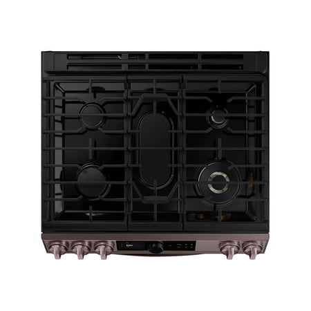 Samsung - 6.0 Cu. Ft. Front Control Slide-in Gas Range with Smart Dial, Air Fry & Wi-Fi, Fingerprint Resistant - Tuscan stainless steel