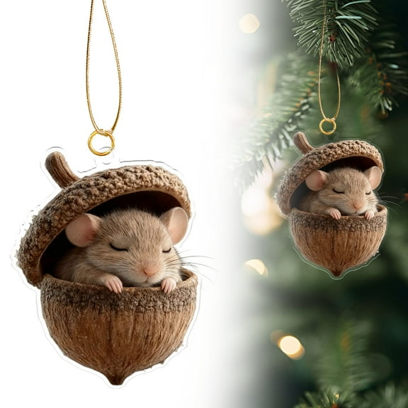 Forest Animal Acorn Ornaments,Acrylic Cute Forest Animal Christmas Trees Hanging Decorations,Animal Ornaments – Cozy Christmas Ornaments Acrylic Cute Animal Christmas Trees Hanging Decorations