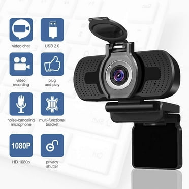Dericam Webcam with Microphone, 1080P Webcam, Desktop Laptop Computer USB Web Camera with Privacy Cover and Tripod, Plug and Play for Video Streaming, Conference,Gaming