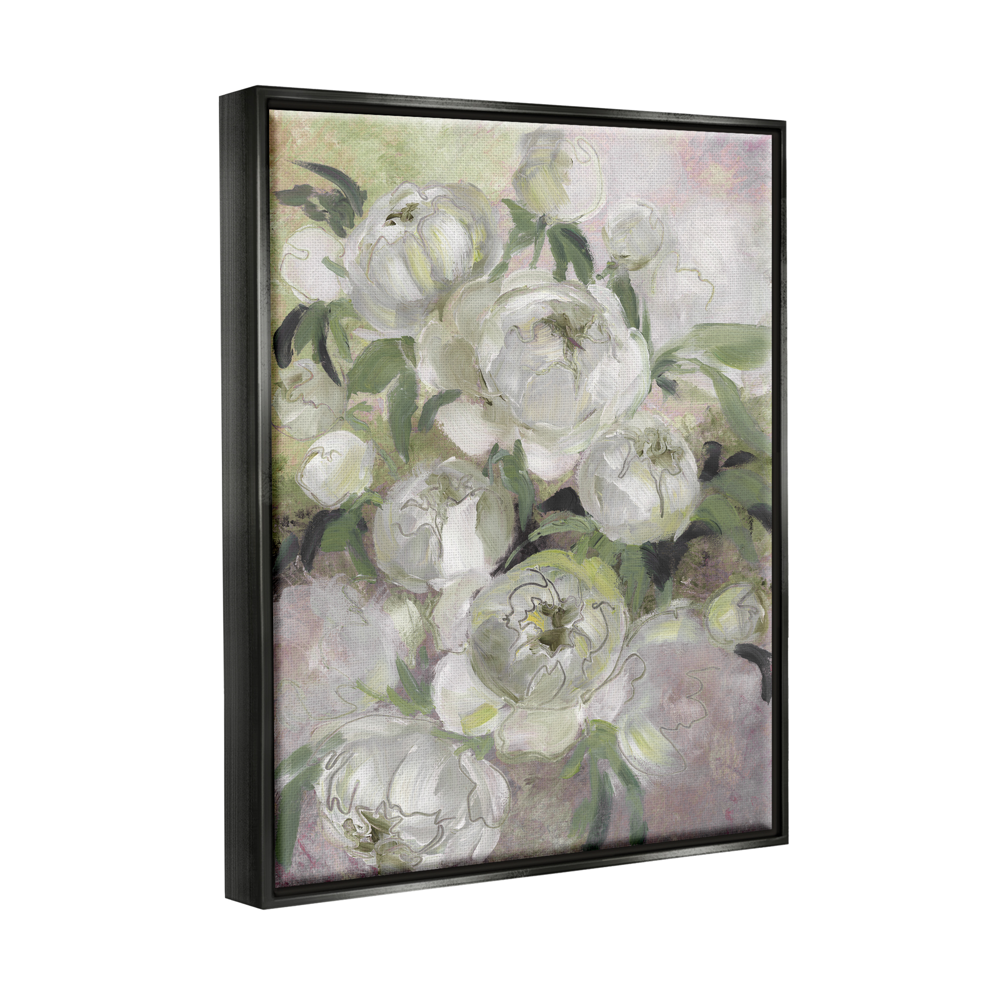 Stupell Industries Abstract Flower Blooms Arrangement Botanical & Floral Painting Black Floater Framed Art Print Wall Art