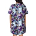 thumbnail image 3 of Bixox Women's Purple Marble Texture Printed Pajama Set 2 Piece Lounge Set Top and Shorts Soft Pajamas, Shorts with Pockets, 3 of 7