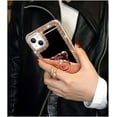 thumbnail image 4 of Compatible with iPhone 15 Mirror Bling Case with Ring Cute Glitter Diamond Rhinestone Holder Loopy Finger Grip Kickstand Stand Luxury Fashion Cover for Women Girls Rose Gold, 4 of 11