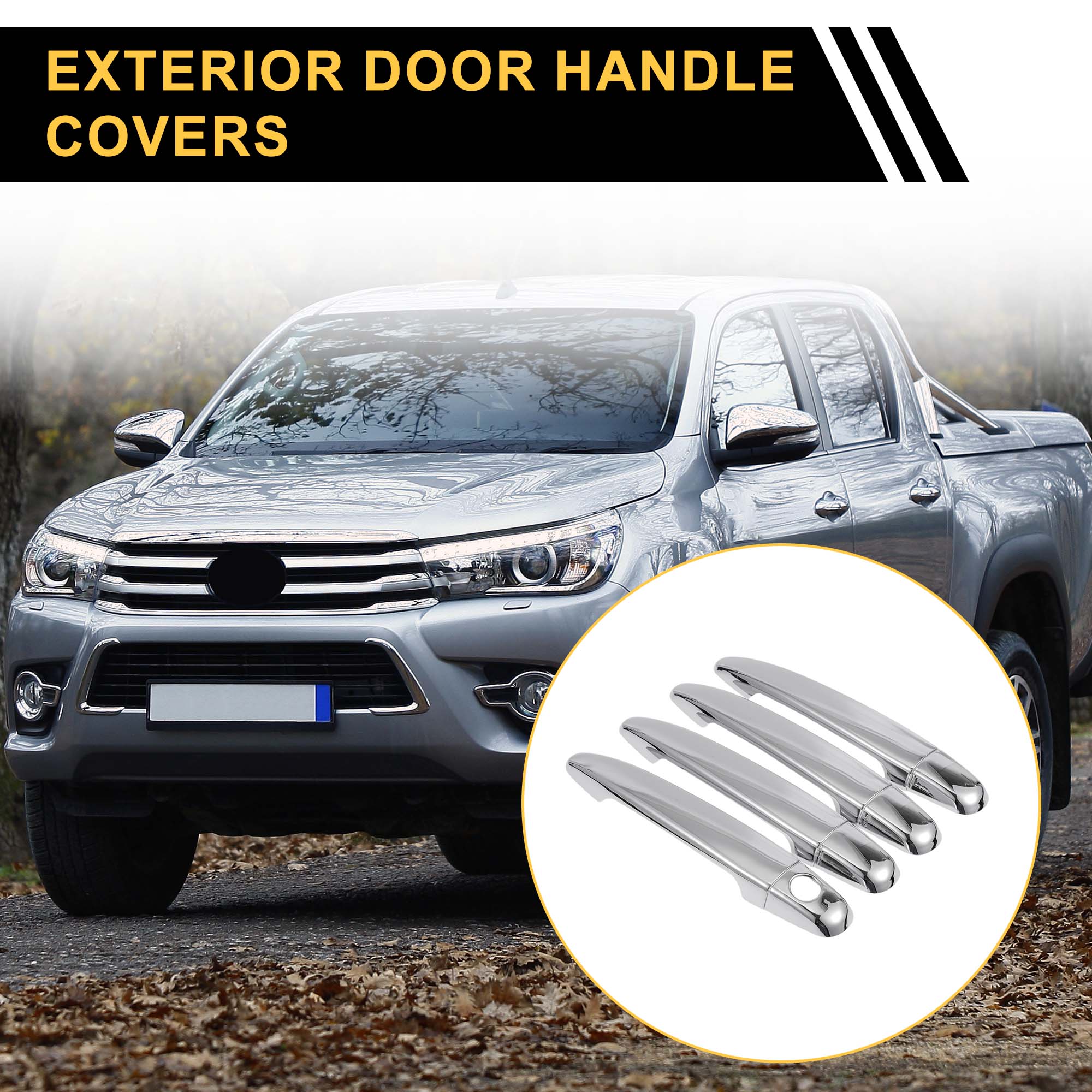 Unique Bargains 4pcs Exterior Door Handle Cover for Toyota 4Runner 2003-2010 Silver Tone