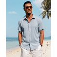 thumbnail image 3 of Camisa J.VER de lino de manga corta para hombre, casual, azul claro, 5XL, 3 of 5