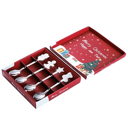 

Timstono 4PCS/Set Light Luxury Stainless Steel Coffee Spoon Gold Plating Christmas Decor Spoon