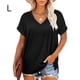 thumbnail image 3 of Guardurnaity Camiseta de mujer con cuello en V, manga corta, color sólido, cuello en V, blusa dividida corta Prendas para la parte del cuerpo Negro L Guardurnaity AP003161-03, 3 of 6