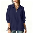 thumbnail image 4 of Edvintorg Women's Sweatshirt Long Sleeve Sweat Shirts Turndown Collar Sweatshirts Pullover Top with Zipper Womens Clothing S-2XL Navy, 4 of 6