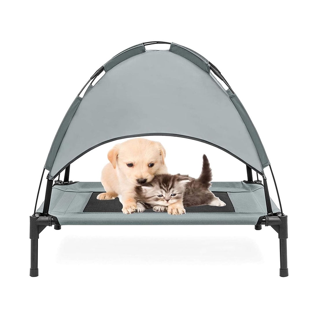 PawfectPals Portable Cooling Waterproof Elevated Heavy Duty Camping Pet Bed  with Detachable Shade (Med)