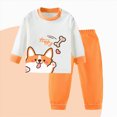 thumbnail image 2 of NOLDARES Girls Pajamas Long Sleeve 2 Piece Nightwear Set with Printed Kids Sleepwear PJs Loungewear(S311-Orange), 2 of 8