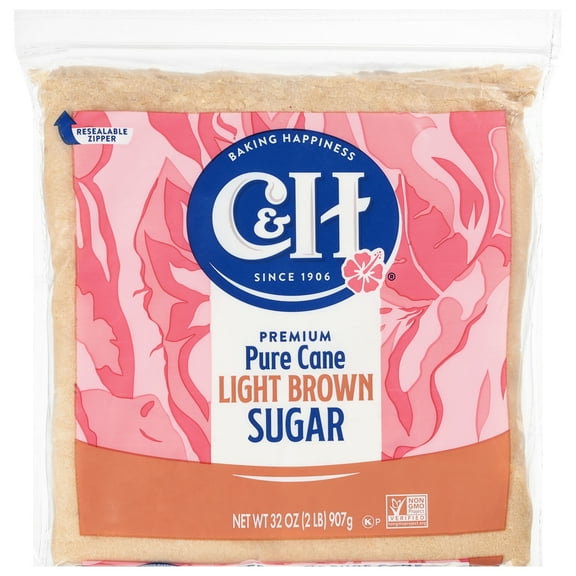 C&H Premium Pure Cane Light Brown Sugar 2 lb. Zipper-Pak