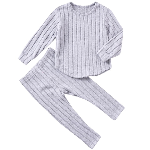 Chbgutlmr Baby Clothes Unisex Kids Fall Knit Ribbed Long Sleeve Tops Pants Sets Children Comfy Outfits