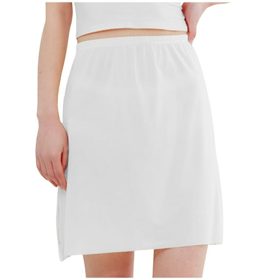 Ediodpoh Womens Skirts Summer Thin Breathable Inner Mid Length Ice Silk Thin Traceless Skirt for Knee Length Skirts for Women White_001 M