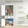 thumbnail image 4 of HOMCOM Armoire de Garde-Manger de Cuisine de 72 Pouces, Buffet Moderne de Rangement avec 4 Portes à Panneaux de Perles, Tiroir et Tablettes Ajustables, Blanc, 4 of 10