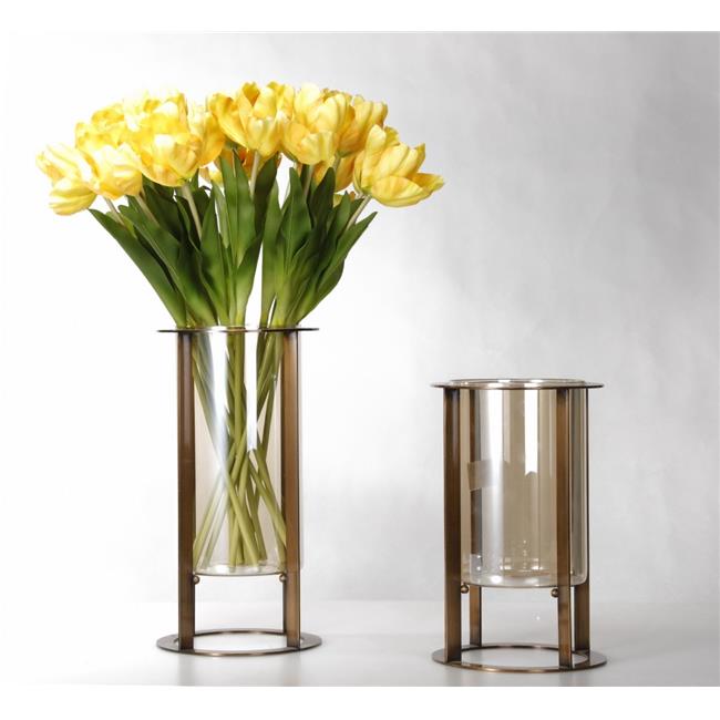 AFD Home 12014767 Metal & Glass Floor Vases, Gold Set of 2 Walmart