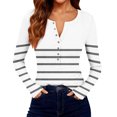 thumbnail image 7 of FDGIU ‌‌‌‌‌‌‌Women’s Ribbed Knit Striped Long Sleeve Top - Henley Neck Slim Fit Layered Tee for Work Casual, 7 of 7