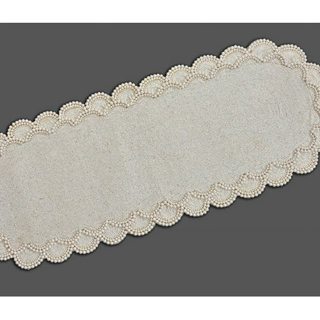 White Pearls And Beads Table Runner Handmade Beaded Table Runner Wedding Table Runner Luxury Table Runner 13X36 Inches