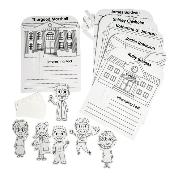 Fun Express 8 1/2" x 6" 3D Black History Figures Pop-Up Card Scene Craft Kit - Makes 12
