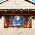 thumbnail image 5 of Banderín festivo para puerta de garaje con muñeco de nieve «Feliz», poliéster duradero y resistente a la intemperie, fácil de instalar, llamativo, ideal para fiestas navideñas y reuniones familiares, 5 of 5