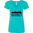thumbnail image 3 of Inktastic San Antonio Texas City Skyline Women's V-Neck T-Shirt, 3 of 5
