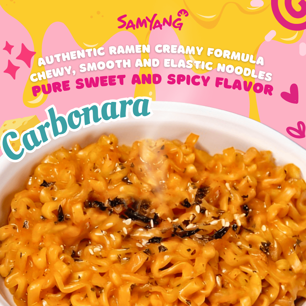 SAMYANG Buldak Carbonara + Cheese Spicy Chicken Flavor Ramen, Stir Fried Instant Noodle 10-PACK 4.94oz (140 g)