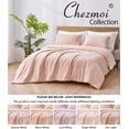 thumbnail image 5 of Chezmoi Collection Zane 3-Piece Sherpa Comforter Set, Triangle Quilting Reversible Washed Microfiber Bedding, Full, Blush, 5 of 9