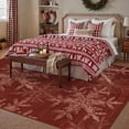 thumbnail image 4 of BERTHMEER Large Christmas Area Rug 8'X10' Christmas for Living Room Bedroom Dining Room Farmhouse Laundry Snowflake Print Washable Non-slip Rug,Red, 4 of 7