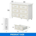 thumbnail image 2 of Dextrus 6-Drawer Dresser with Power Strip, Gold Strips & Metal Handles, Bedroom Storage Chest, White, 2 of 10