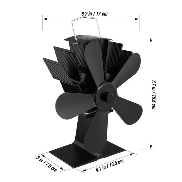 SHOWERORO Heating Fan Stove Fan Black Improved Air Circulation Winter Use 1Pcs