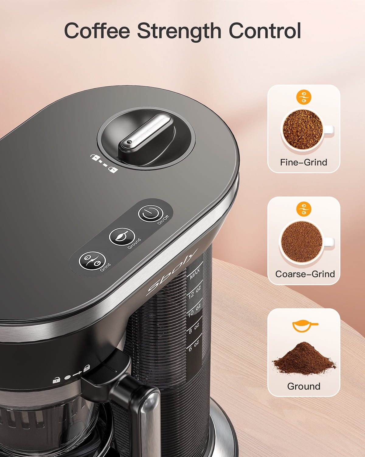 Bean to Cup Grind and Brew Coffee Maker, 2-in-1 One Cup Coffee machine Pods  Compact & Ground Coffee, Capacity 12-15.21 Oz Steam Pressure Technology