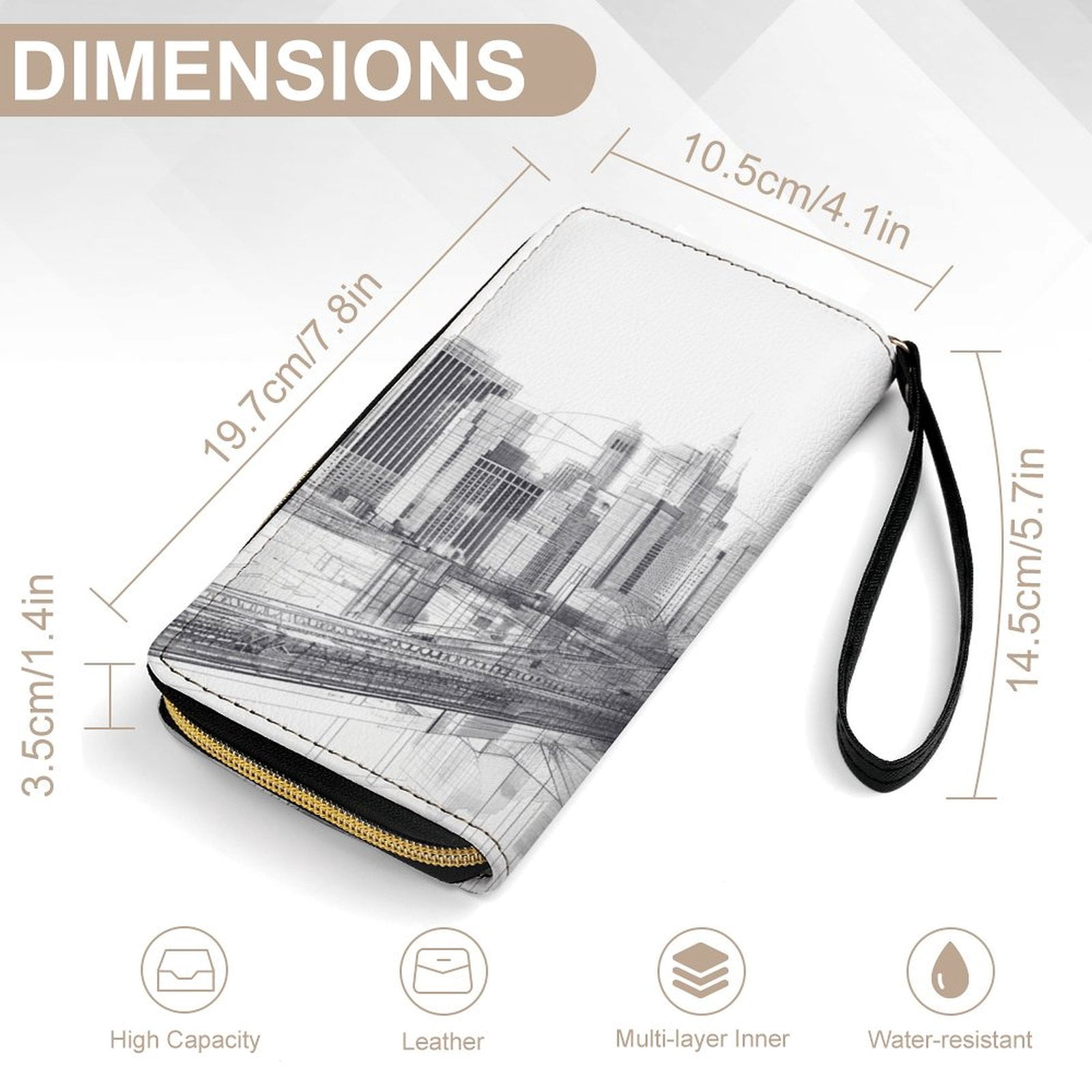 Womens Wallet Bifold Ladies Cluth Bag Wristlet Wrist Strap Long Purse Brooklyn Hologram Design